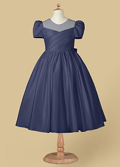 Azazie Anirra Flower Girl Dresses Stormy Ball-Gown Pleated Matte Satin Dress image5