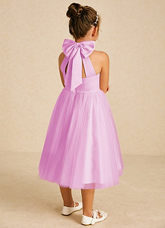 Azazie Dora Flower Girl Dresses Candy Pink A-Line Bow Tulle Dress image1