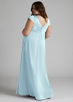Azazie Allessia Maternity Bridesmaid Dresses A-Line Pleated Stretch Satin Floor-Length Dress image2