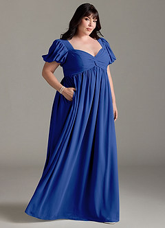 Azazie Madisynn Maternity Bridesmaid Dresses Bow Chiffon Floor-Length Dress image7