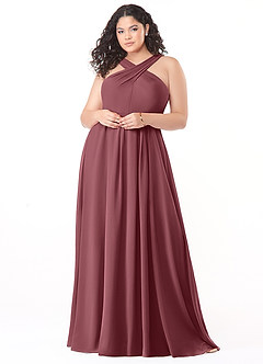 Azazie Dixie Bridesmaid Dresses Desert Rose A-Line Halter Pleated Chiffon Dress image7