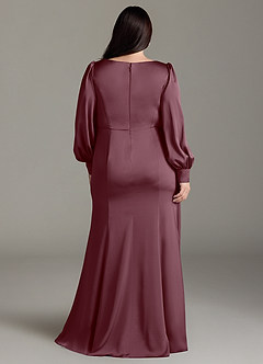 Azazie Raye Bridesmaid Dresses Sangria Mermaid Long Sleeve Stretch Satin Dress image8