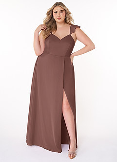 Azazie Everett Bridesmaid Dresses Espresso A-Line V-neck Ruched Chiffon Dress image6