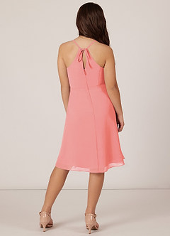 Azazie Doll Junior Coral A-Line Bow Chiffon Dress image2