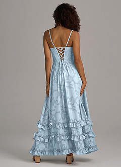 Azazie Lettie Abiti da Damigella Abito A-Line in Burnout Floreale Corsetto Azzurro image6