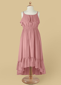 Azazie Karmen Flower Girl Dresses Dusty Rose A-Line Ruched Chiffon Dress image9
