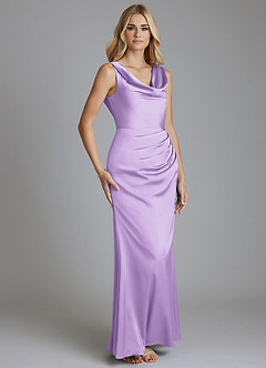 Azazie Tallie Bridesmaid Dresses Lilac Mermaid Pleated Stretch Satin Dress image7