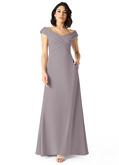 Azazie Evita Probar vestidos en casa Vestido de Atardecer de Crepé elástico de Corte en A con Vestidos sin tirantes image1