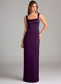 Azazie Flori Brautjungfernkleider Etui Seitliche Cut-Outs Stretch-Satin Kleid Traube image1