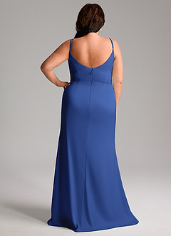 Azazie Deandra Bridesmaid Dresses Royal Blue Mermaid Pleated Stretch Satin Dress image8