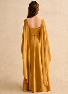 Azazie Fishie Girls Formal Flower Girl Dresses Butterscotch A-Line Matte Satin Dress image2