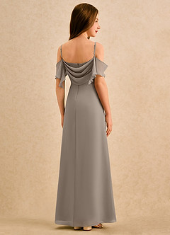 Azazie Pippy Girls Formal Robe Demoiselle D'honneur Fillette Robe Trapèze en Mousseline de soie Encolure en Forme de Cœur Taupe image6
