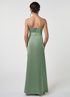 Azazie Anina Junior Matcha A-Line Bow Stretch Satin Dress image2