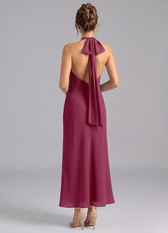 Azazie Velli Bridesmaid Dresses Mulberry Mermaid High Neck Chiffon Dress image2