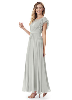 Azazie Daphne Modest Bridesmaid Dresses A-Line Ruffled Chiffon Floor-Length Dress image27