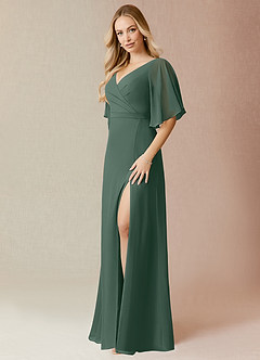 Azazie Cierra Bridesmaid Dresses Sea Moss A-Line V-Neck Chiffon Dress image3