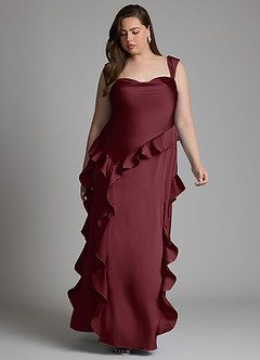 Azazie Sloane Bridesmaid Dresses Cabernet A-Line Sweetheart Neckline Stretch Satin Dress image11