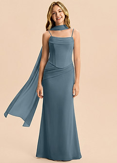 Azazie Sorrel Junior Twilight Mermaid Pleated Chiffon Dress image4