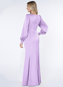 Azazie Raye Bridesmaid Dresses Lilac Mermaid Long Sleeve Stretch Satin Dress image4