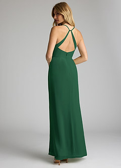 Azazie Becca Bridesmaid Dresses Dark Green Sheath V-Neck Chiffon Dress image6