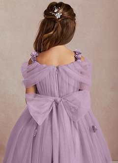 Azazie Shaylee Abiti da Ragazza di Fiori Abito A-Line in Tulle a Spalla Scoperta Glicine image5