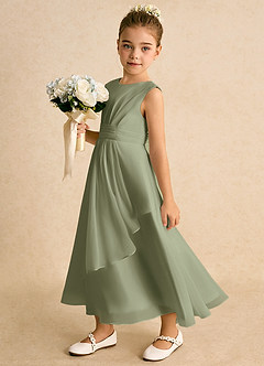 Azazie Edelweiss Flower Girl Klänningar Klänning A-Line i Chiffong Plisserad image1