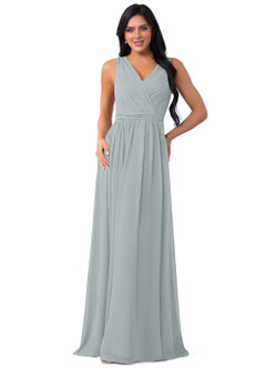 Azazie Kingsley Bridesmaid Dresses Dolphin Grey A-Line Lace Chiffon Dress image1