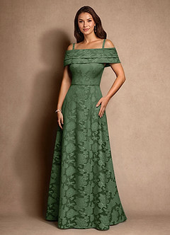 Azazie New Britain Mother of the Bride Dresses Eucalyptus A-Line Pleated Floral Burnout Dress image4