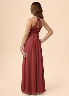 Azazie Ginny Junior Terracotta A-Line Pleated Chiffon Dress image2