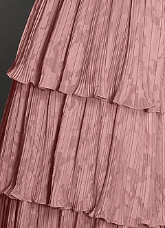 Cosima Light Pink Lace A-line Lace Up Back Maxi Dress image5