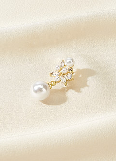 front Pearl and Crystal Cluster Drop Earrings