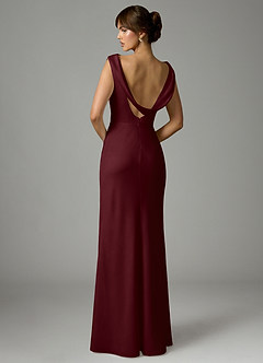 Azazie Kieryn Robes de demoiselle d'honneur Robe Sirène en Satin extensible Plissée Cabernet image5