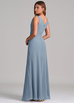 Azazie Nerine Brudtärnklänningar Klä av A-Linje i Chiffong Plisserad Dammblå image2