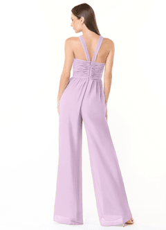 Azazie Berdie Abiti da Damigella Tuta in Chiffon con Scollo Halter Lilla Glassato image2