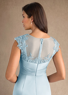 Azazie Santa Barbara vestidos de madre de la novia Vestido de Azul Cielo de Satén Elástico de Recto con Plisado image8