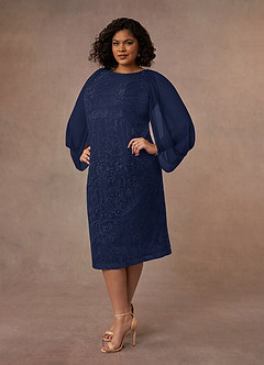 Azazie Mya Mother of the Bride Dresses Dark Navy Sheath Scoop lace Lace Dress image7