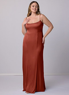 Barbie ♥ Azazie Bridesmaid Dresses Terracotta Mermaid Bow Stretch Satin Dress image8