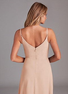 Azazie Daenerys Robes de demoiselle d'honneur Robe Trapèze en Mousseline de soie Col bénitier Rose Perle image7