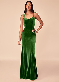 Azazie Lanessa Bridesmaid Dresses Ivy Mermaid V-Neck Keyhole Back Velvet Dress image1