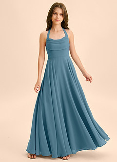 Azazie Kady Junior Linia A Dekolt w kształcie serca Szyfon Długość podłogi Młodsza druhna Sukienka image1