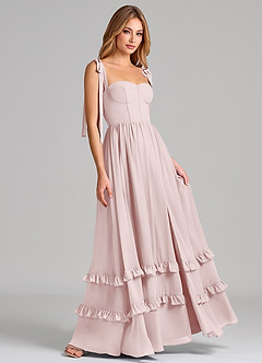 Azazie Anastacia 신부 들러리 드레스 A라인 스윗하트 네크라인 쉬폰 바닥 길이 드레스 image4