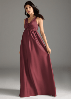 Azazie Yetta Brautjungfernkleider für Schwangere A-Linie Plissee Stretch-Satin Bodenlänge Kleid image6