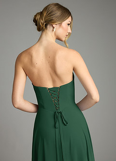 Azazie Ayla Abiti da Damigella Abito A-Line in Chiffon Scollo a Cuore Verde Scuro image11