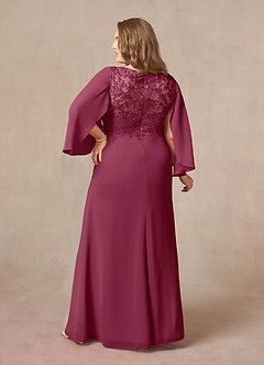 Azazie Perry Mother of the Bride Dresses Mulberry Mermaid V-Neck Lace Chiffon Dress image8