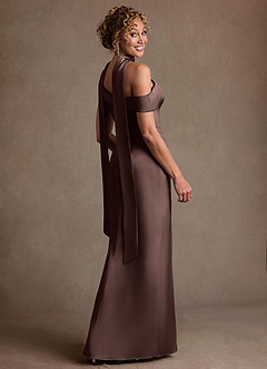 Azazie Kamala Mother of the Bride Dresses Ganache Sheath One Shoulder Stretch Satin Dress image5