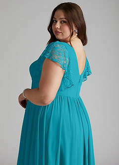 Azazie Zella Bridesmaid Dresses Jade A-Line Lace Chiffon Dress image11