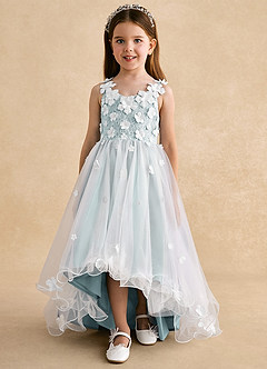Azazie Celia Flower Girl Dresses Mist A-Line Lace Tulle Dress image7