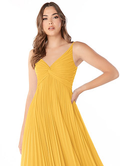 Azazie Raychelle Bridesmaid Dresses Marigold A-Line V-Neck Chiffon Dress image5