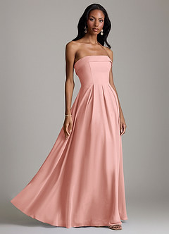 Azazie Lucienne Vestidos de damas de honor Vestido de Rosetón de Gasa de Corte en A Convertible con Sin tirantes image5