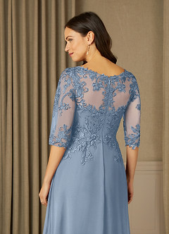 Azazie Dorella vestidos de madre de la novia Vestido de Azul Polvoriento de Gasa de Corte En A con Encaje image6